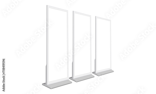 Clay Digital Signage With Blank Screen, Perspective Side View, Isolated On White Background. Vector Illustration
