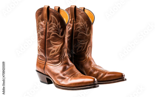 Western Wear Authentic Cowboy Boot Style Isolated on Transparent Background PNG.