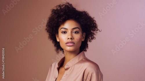 Beautiful african american woman with curly hair, isolated
