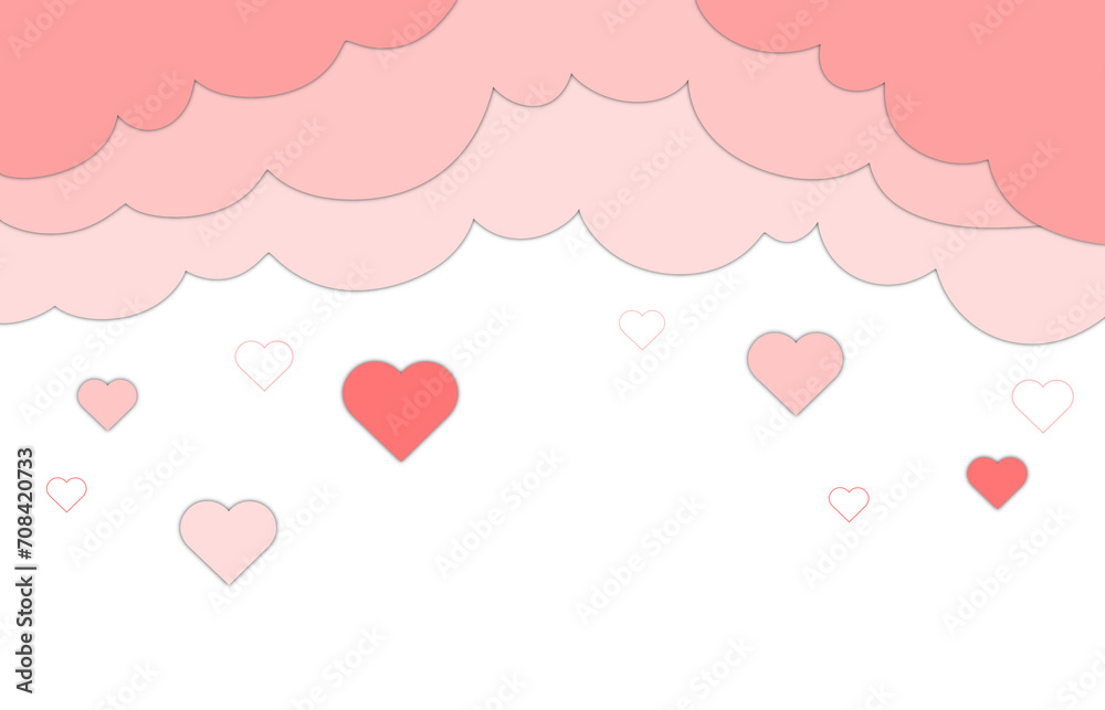 Heart Love paper cut Cloud pink frame Valentine's Day and anniversary