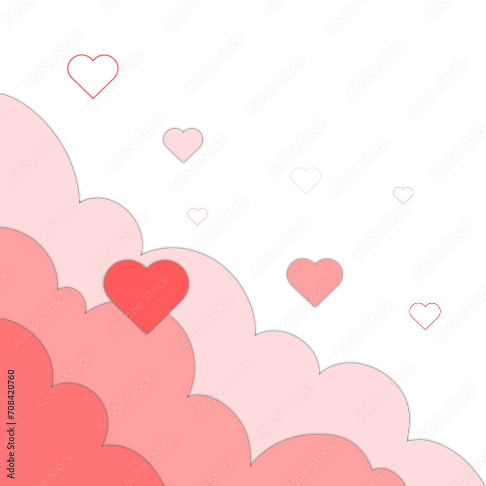 pink Heart Love paper cut Cloud frame Valentine's Day and anniversary