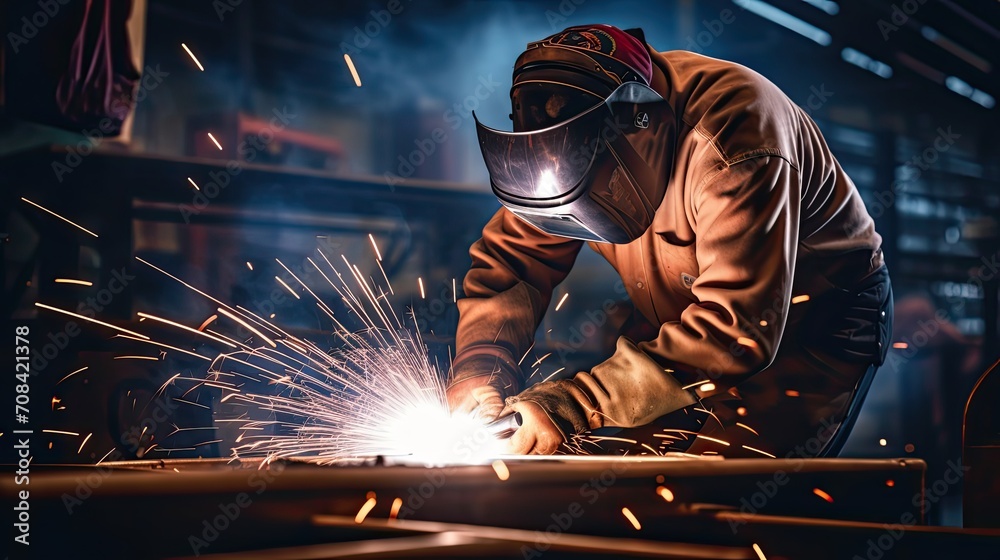 person welding onto sheet metal person welding onto sheet metal