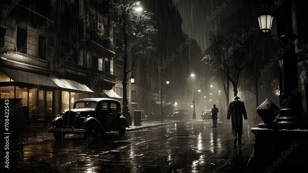 Under the Italian rain-soaked night - obrazy, fototapety, plakaty 