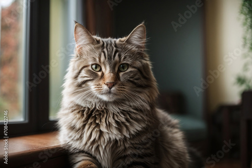 portrait of a cat in the home