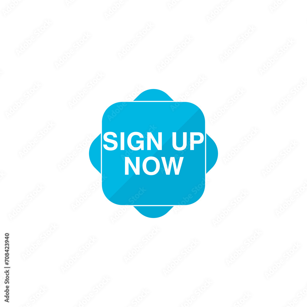 Sign up now blue square button icon isolated on transparent background Sign up now blue square button icon isolated on transparent background