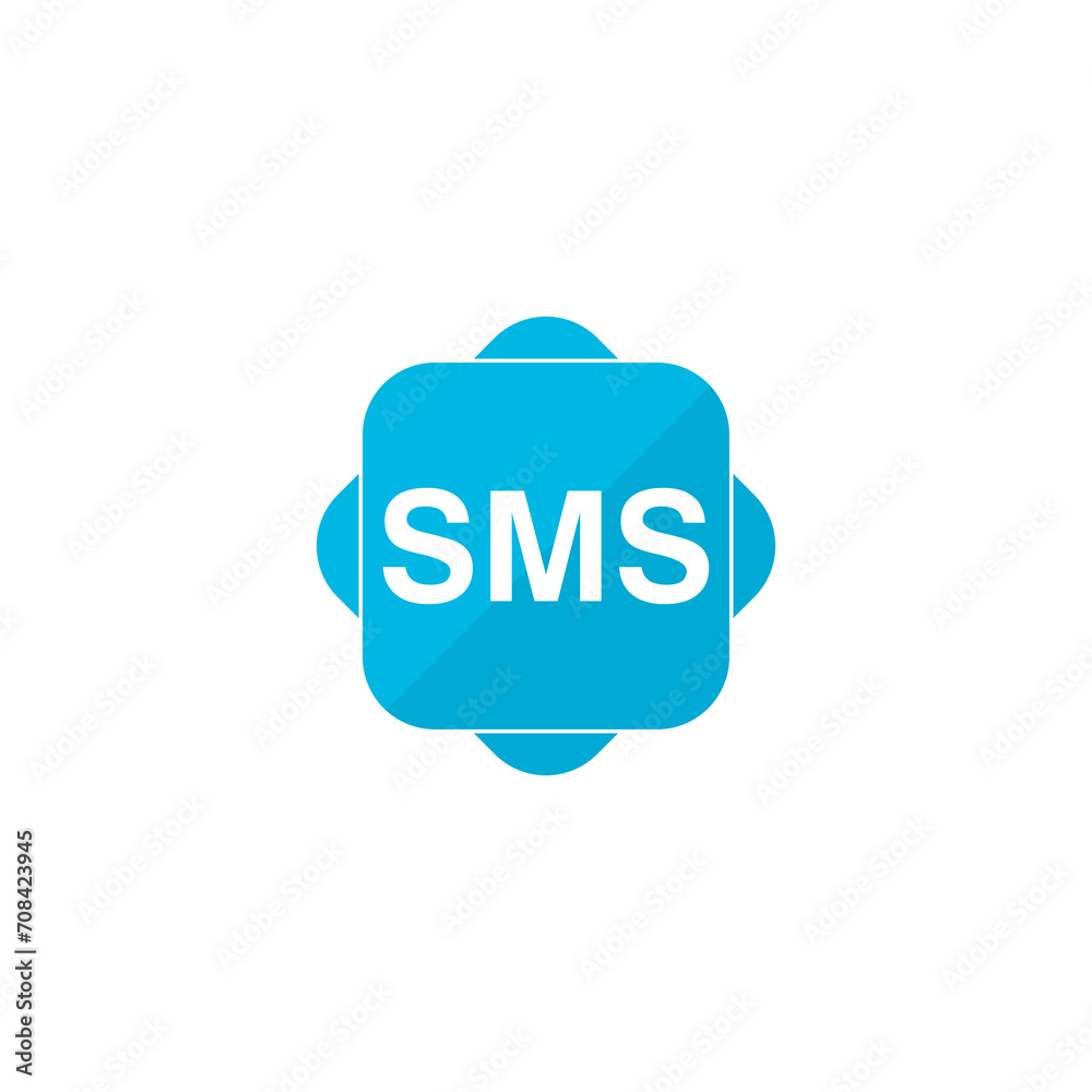 SMS blue square button icon isolated on transparent background SMS blue square button icon isolated on transparent background