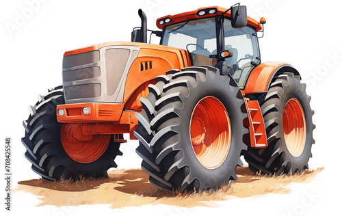 Big agricultural tractor isolated on white background