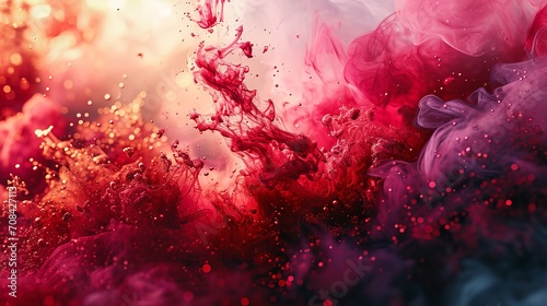An close-up of the abstract background with purple and red crystal textures, Generative AI.