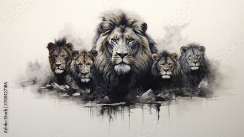 Fototapeta Naklejka Na Ścianę i Meble -  Wild animals with fantasy nature background AI generated picture