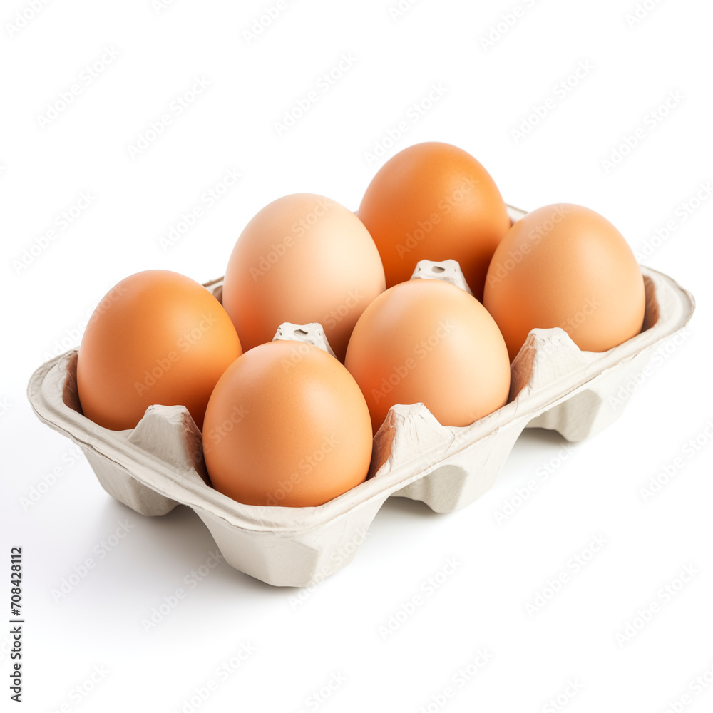 Chicken eggs on white background