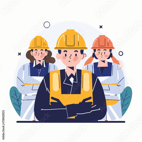 2d vector illustration safety Civil protection and safety when working and taking safety
