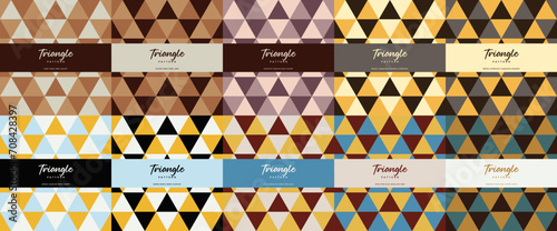 Down to earth neutral triangle color theme seamless pattern set