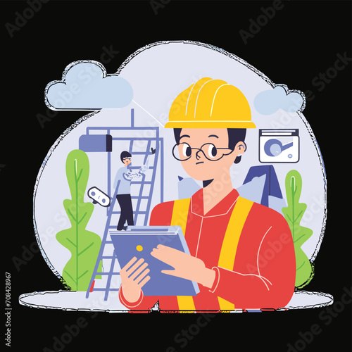 2d vector illustration safety Civil protection and safety when working and taking safety
