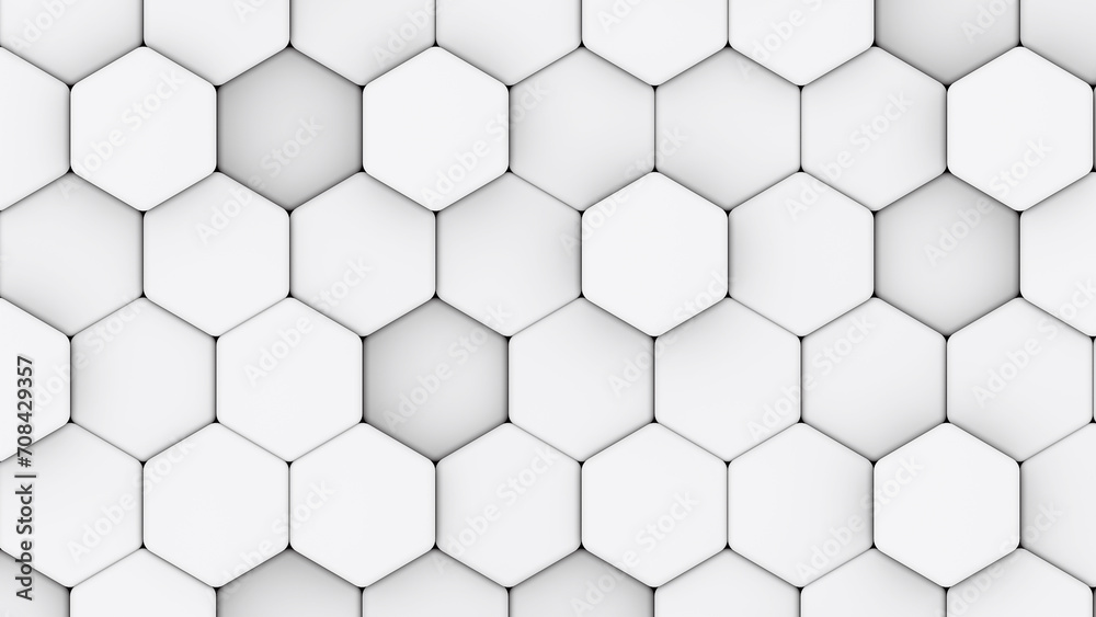 Naklejka premium White hexagons geometric background, minimal honeycomb pattern wallpaper.