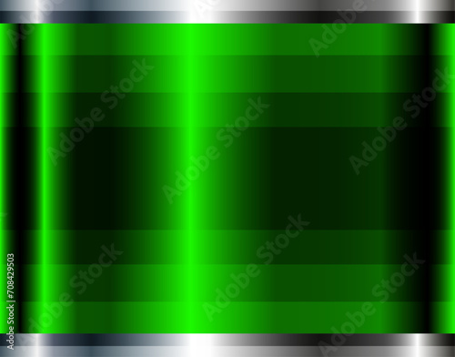 Green chrome metal 3D background, lustrous and shiny metallic design with striped pattern.