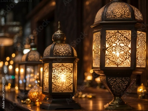 lantern lights for mosque decoration, lantern lights lined up