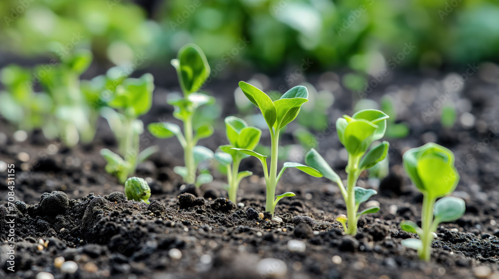 Young plants sprouting in rich soil. Young plants sprouting in rich soil.