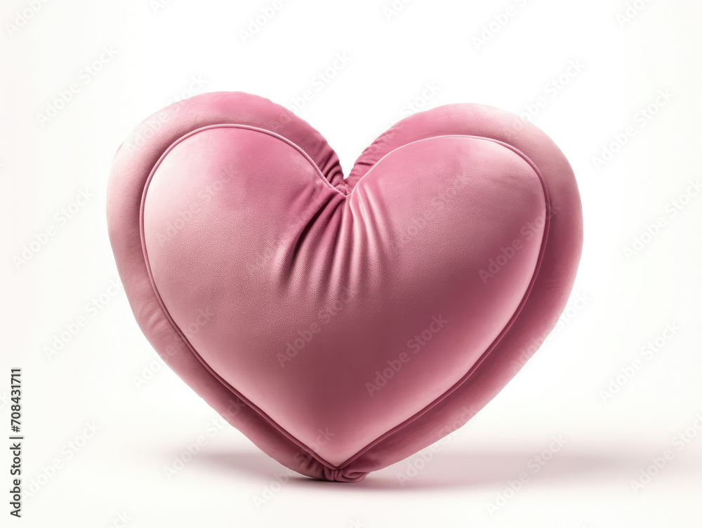 Pink Heart Shaped Pillow on White Background Pink Heart Shaped Pillow on White Background