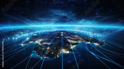 Planet Earth at night seen from space showing North America, South America