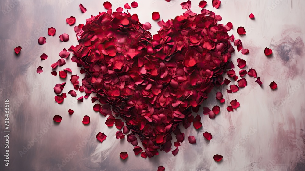 heart using rose petals