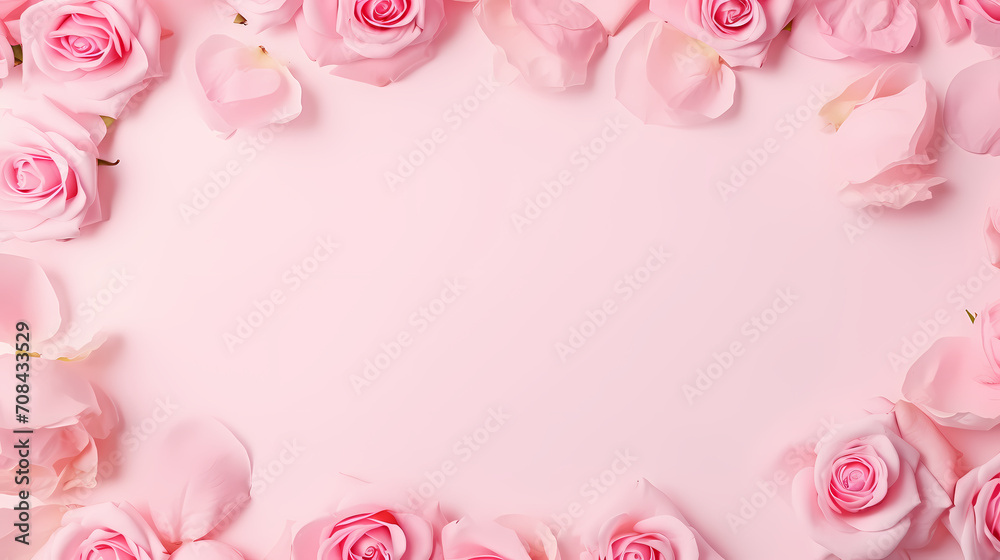 Empty floral frame with copy space for greeting card or invitation design