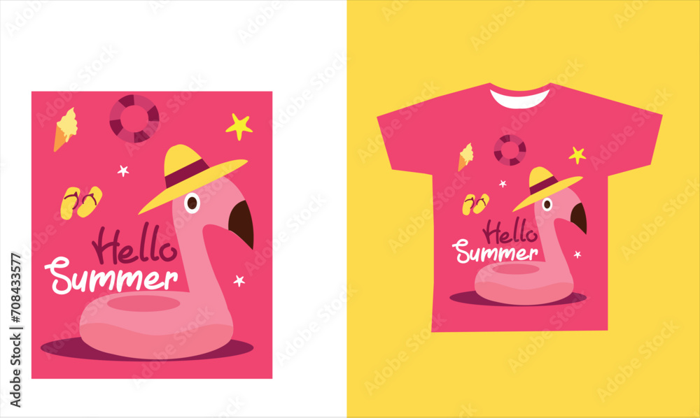 Obraz premium hello summer t-shirt design vector
