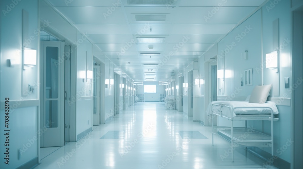 Fototapeta premium Abstract blur beautiful luxury hospital interior for backgrounds Rays of light
