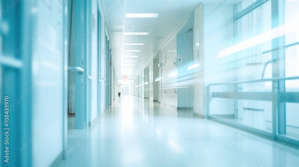 Abstract blur beautiful luxury hospital interior for backgrounds Rays of light