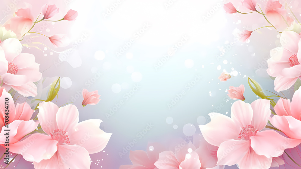 Pink rose flower composition background, decorative flower background pattern, floral border background Pink rose flower composition background, decorative flower background pattern, floral border background