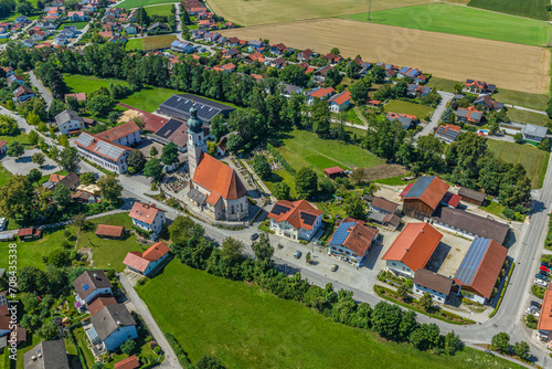 Die Gemeinde Haiming in Oberbayern von oben photo