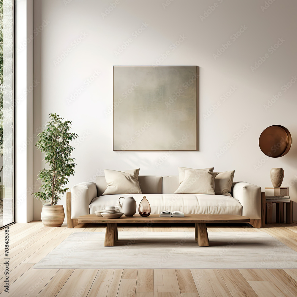 A Spacious Living Room With Furniture and Wall Painting A Spacious Living Room With Furniture and Wall Painting