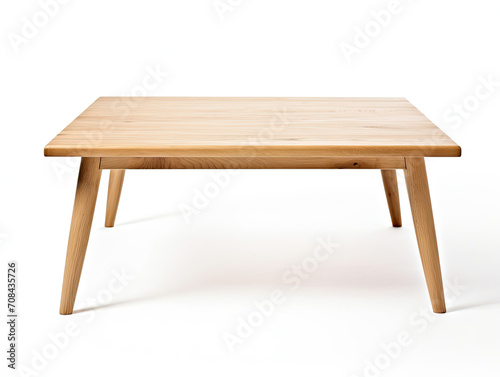 Wooden Table on White Floor - Simple and Functional Furniture in a Minimalistic Setting