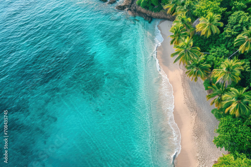 stunning blue ocean and sandy white island beach, copyspace for text © STORYTELLER