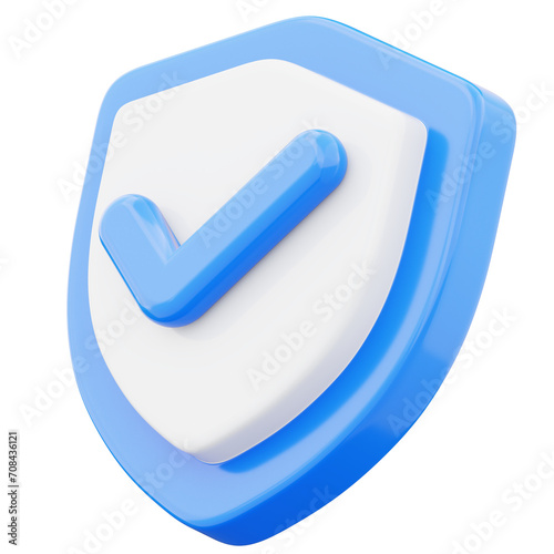 Shield icon security protection symbol 3d render illustration isolated on transparent background