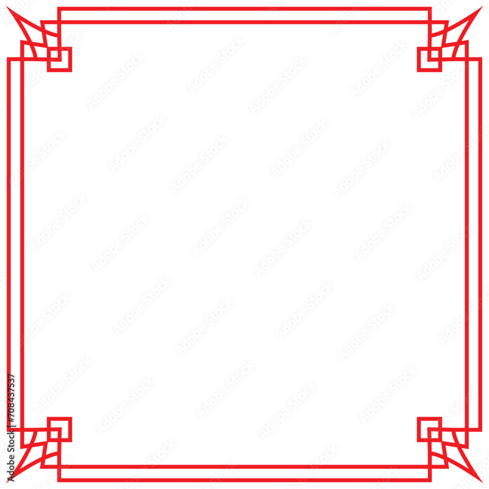 vector chinese red border design with transparent background Stock ...