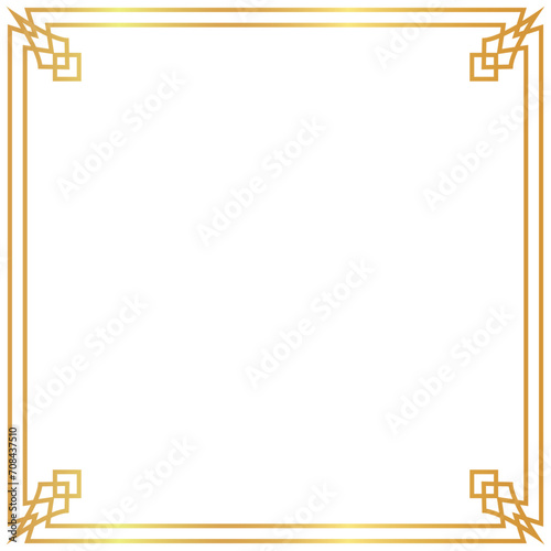 vector chinese gold border design with transparent background
