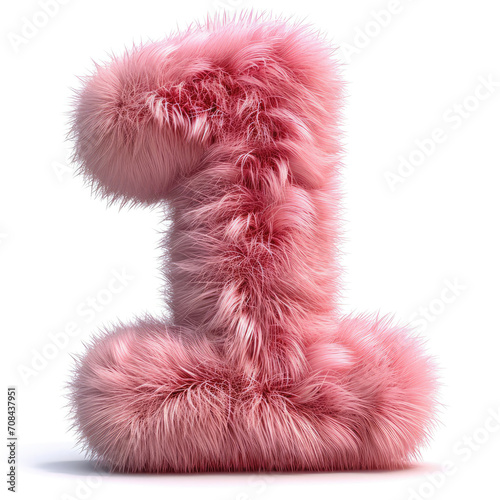 Pink Furry Letter on White Background