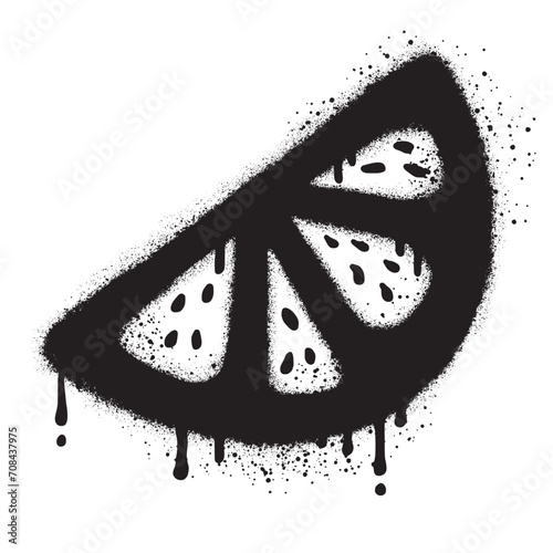Emoticon lemon graffiti with black spray paint.vector illustration.