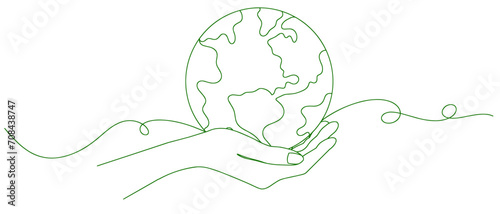 Earth day environment line art style with transparent background 