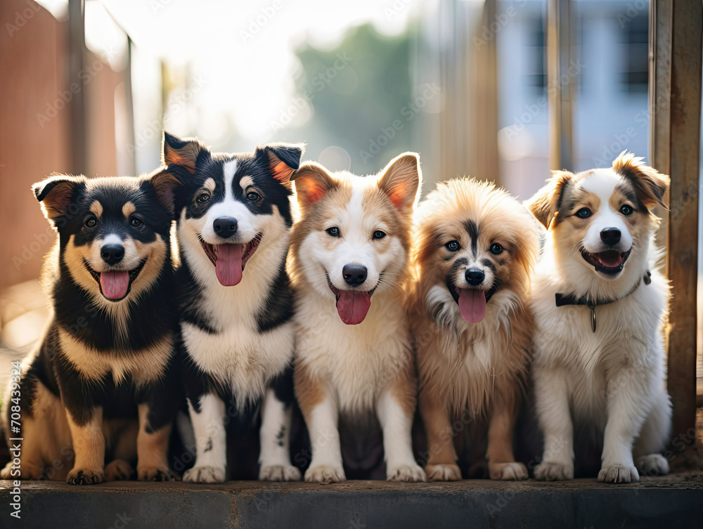 Group of Dogs Sitting Together in Unity and Harmony
