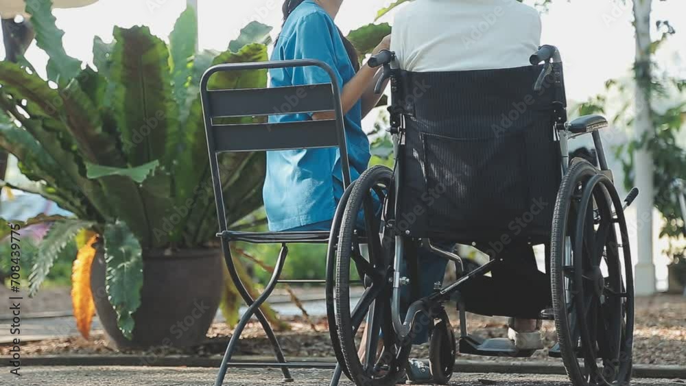 young asian physical therapist working with senior woman on walking with a walker young asian physical therapist working with senior woman on walking with a walker