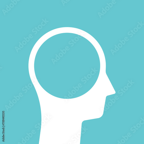 Empty, clear head silhouette. Open mind, memory, learning, cognition, meditation, stupidity and irresponsibility concept. Flat design. EPS 8 vector illustration, no transparency, no gradients photo