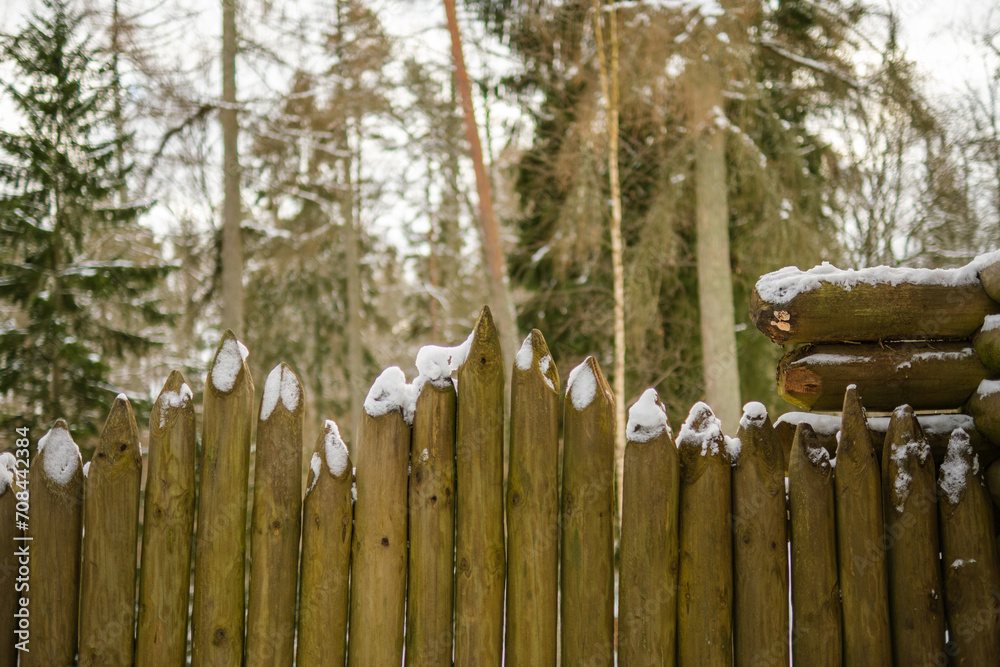 old wooden fence in countryside garden old wooden fence in countryside garden