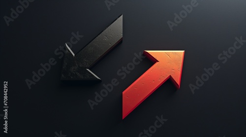 Two arrows facing away from each other, symbolizing conflict, disagreement, or divergent viewpoints, often used to represent a dispute or a situation where parties have opposite opinions.