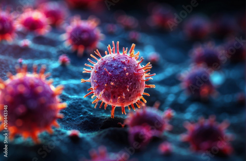 corona virus wallpaper pattern, virus in blood cell close up © Johan Wahyudi