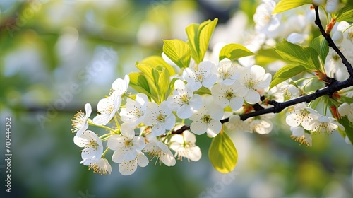 Tree blooms with white flowers.