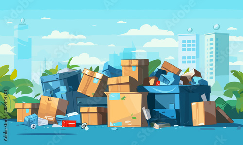 boxes pile of trash vector flat minimalistic isolated vector style illustration