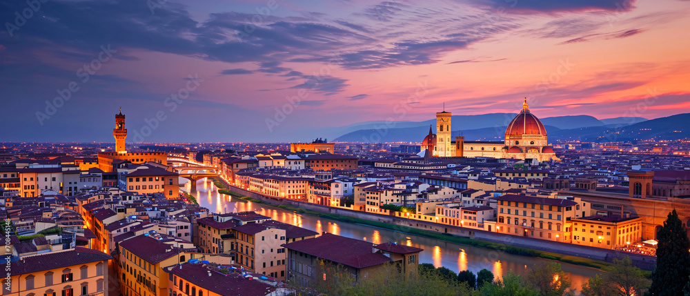 Florence City Beautiful Panorama - obrazy, fototapety, plakaty 