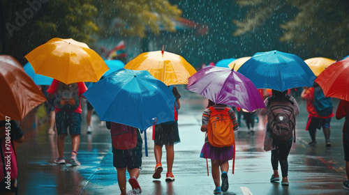 colorful umbrella in the rain photo
