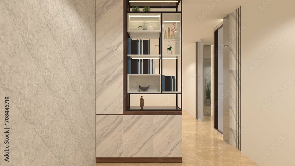 Interior Corridor Design with Modern Divider Cabinet Interior Corridor Design with Modern Divider Cabinet